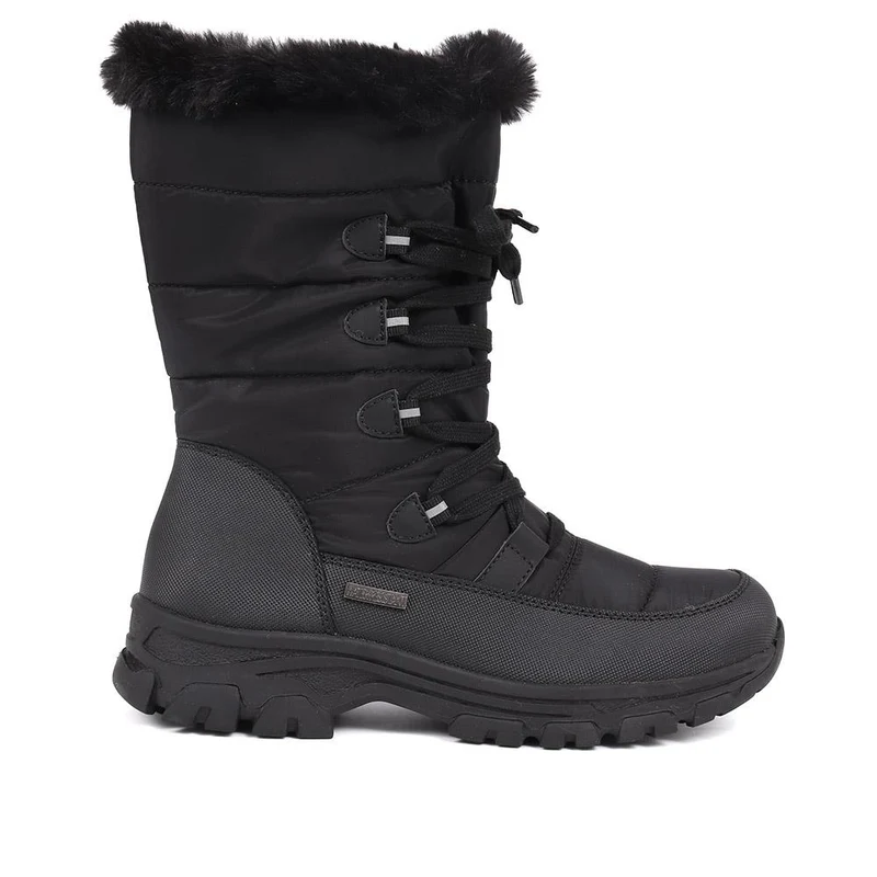 Water Resistant Wide Fit Reflective Weather Boots - WOIL40068 / 326 385 - Black