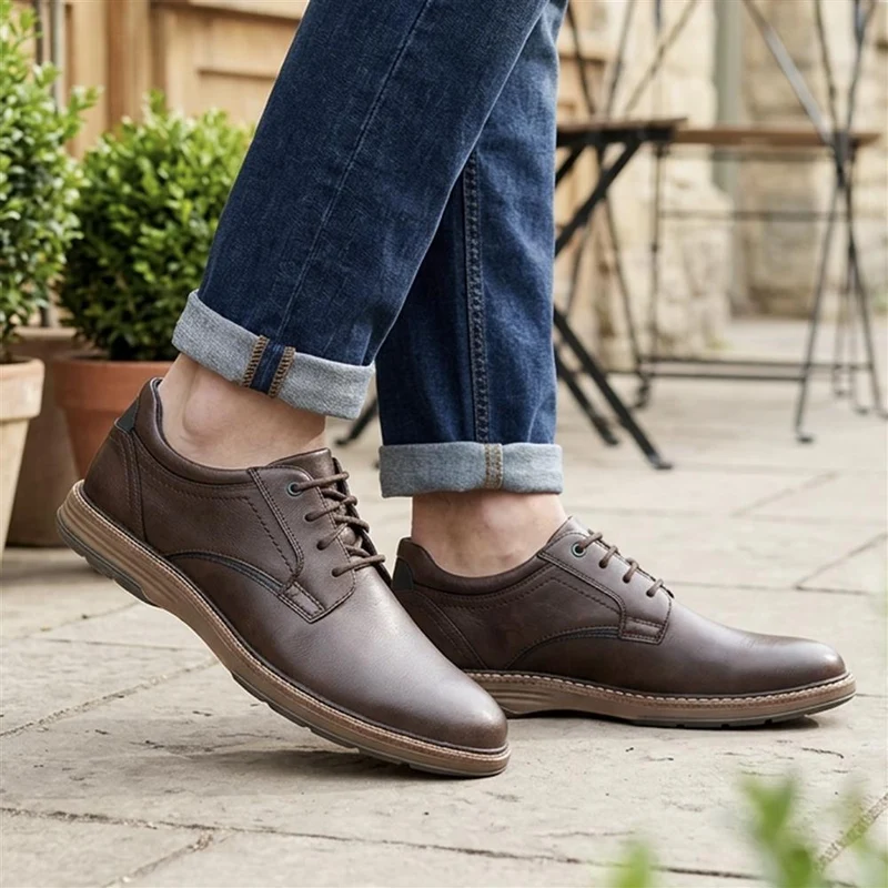 Wide Fit Lace-Up Casual Shoes - JIAHU40005 / 325 960 - Dark Brown