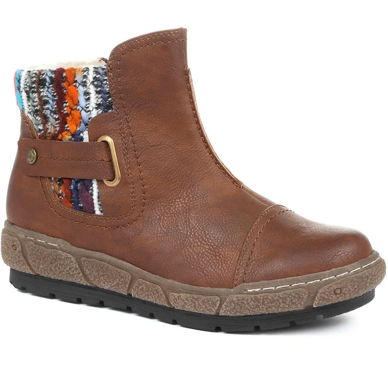 Knitted Cuff Ankle Boots - WBINS32013 / 318 882