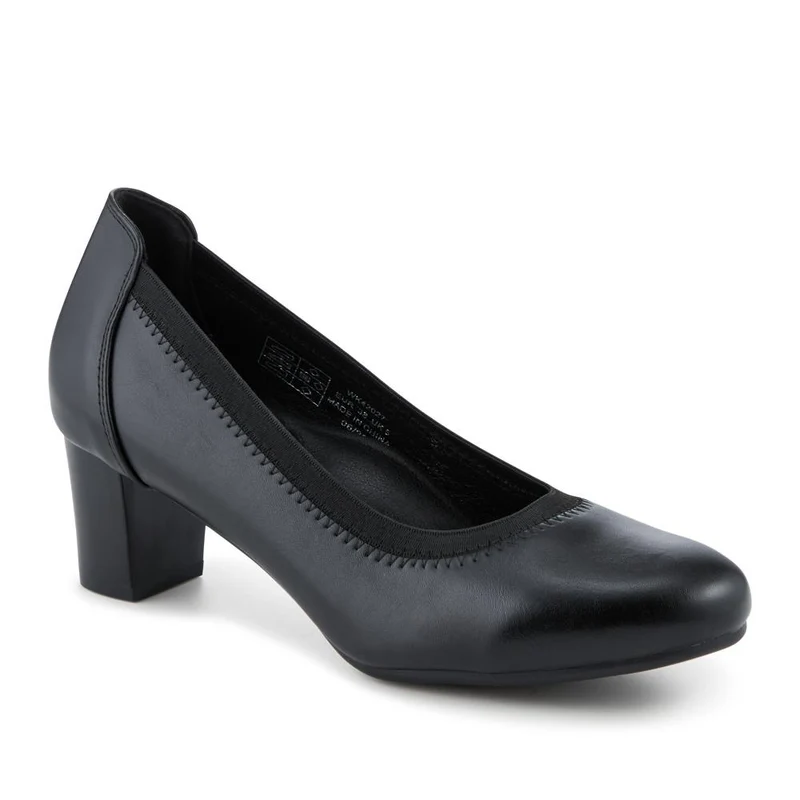 Block Heel Slip On Court Shoes With Cushion Insole - WK42027 / 328 127