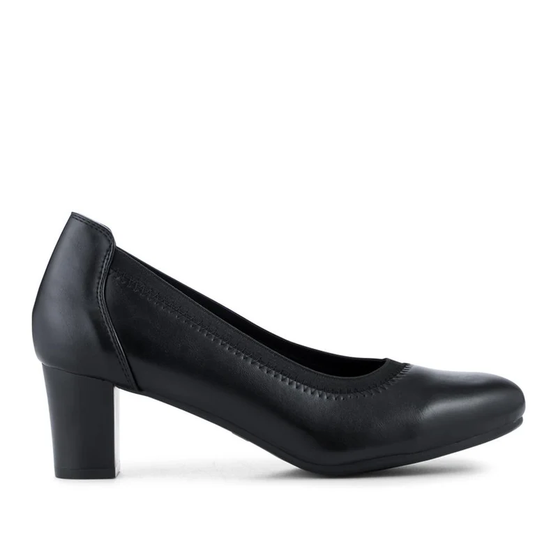 Block Heel Slip On Court Shoes With Cushion Insole - WK42027 / 328 127 - Black