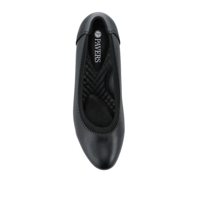 Block Heel Slip On Court Shoes With Cushion Insole - WK42027 / 328 127 - Black