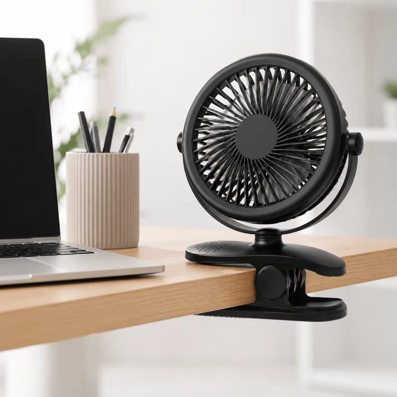 Klemm Ventilator tragbar mit Akku und 360° Rotation