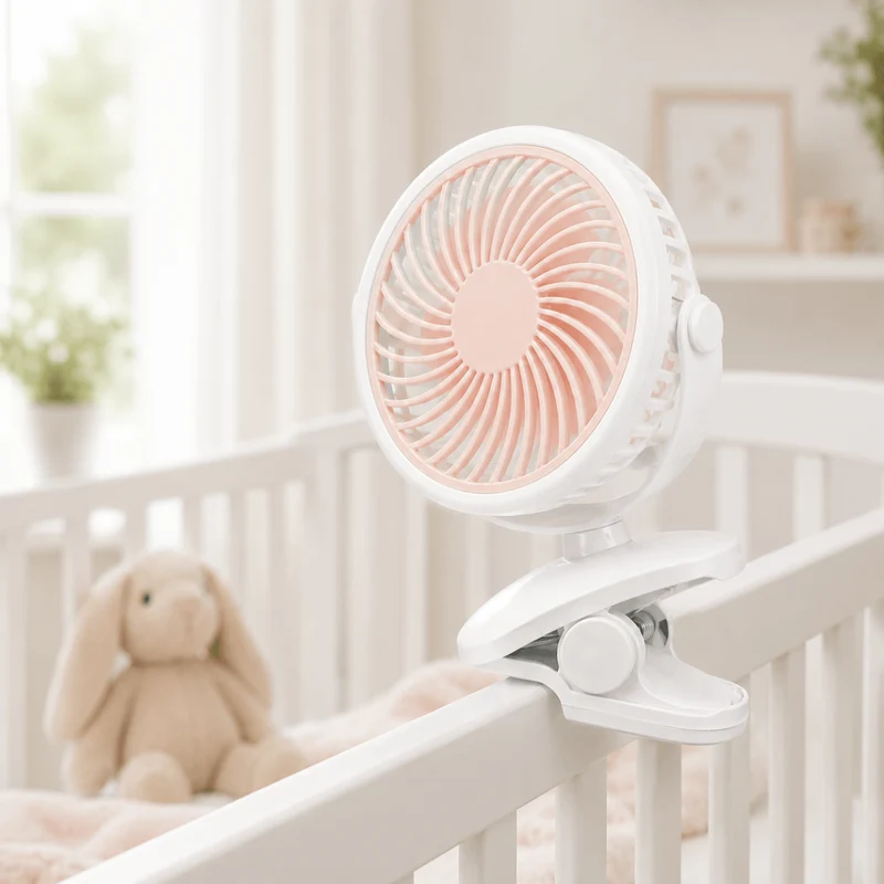 Klemm Ventilator tragbar mit Akku und 360° Rotation