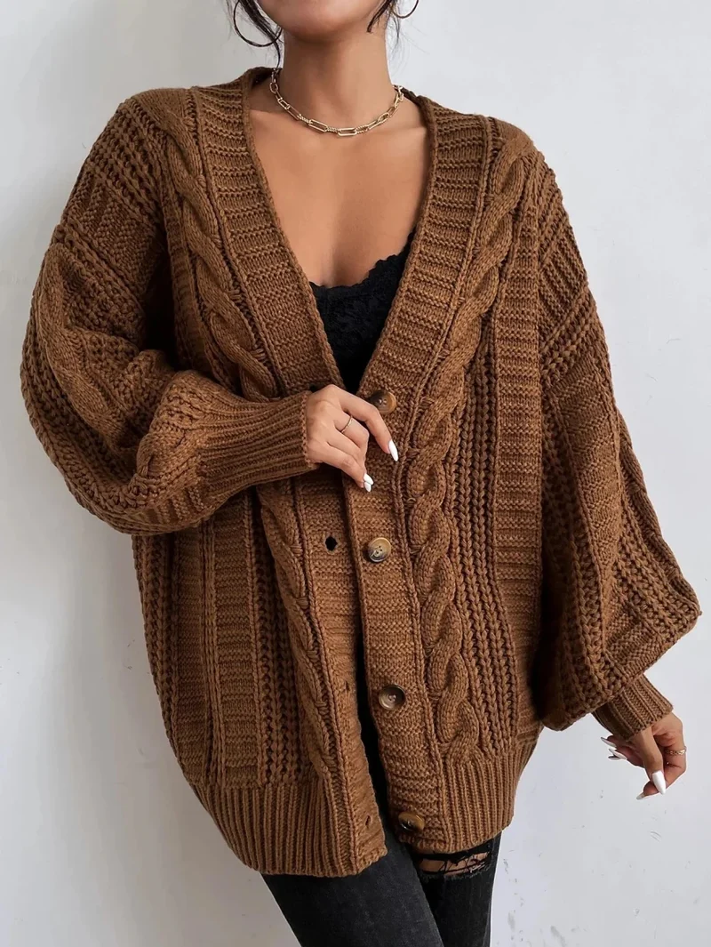Lässiger Zopfmuster-Cardigan