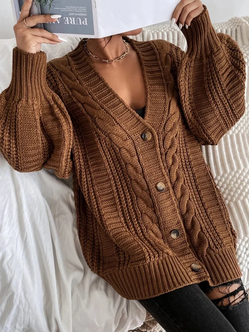 Lässiger Zopfmuster-Cardigan
