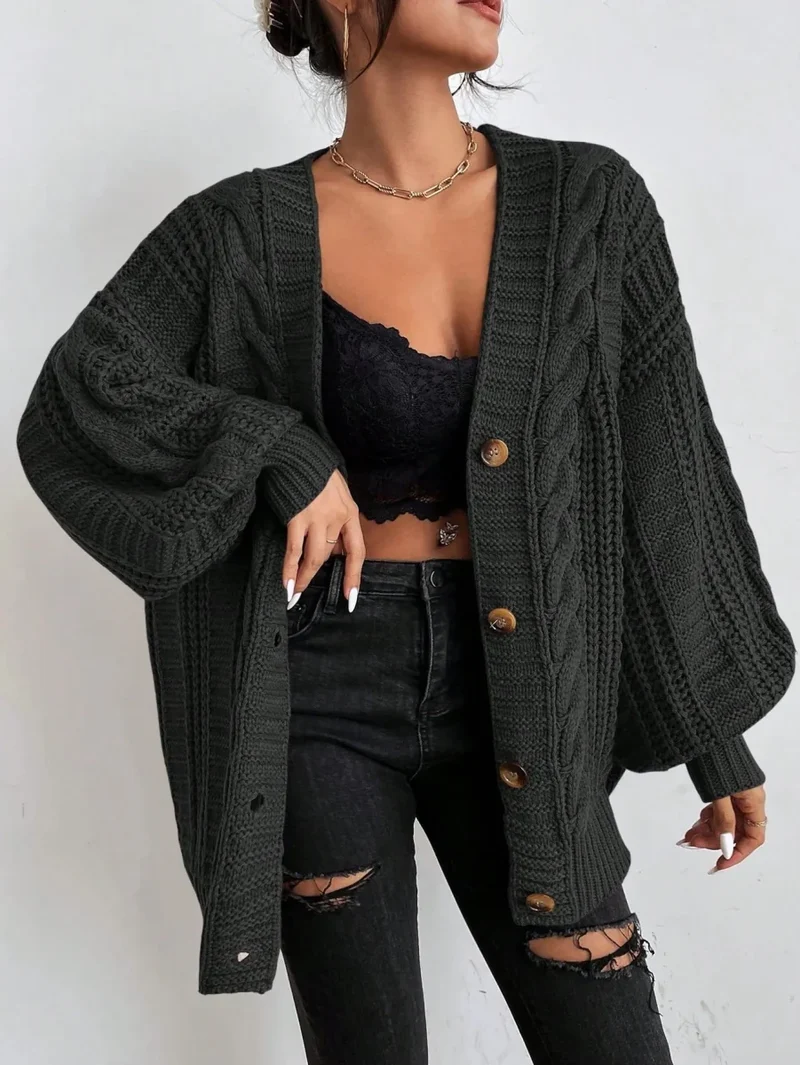 Lässiger Zopfmuster-Cardigan