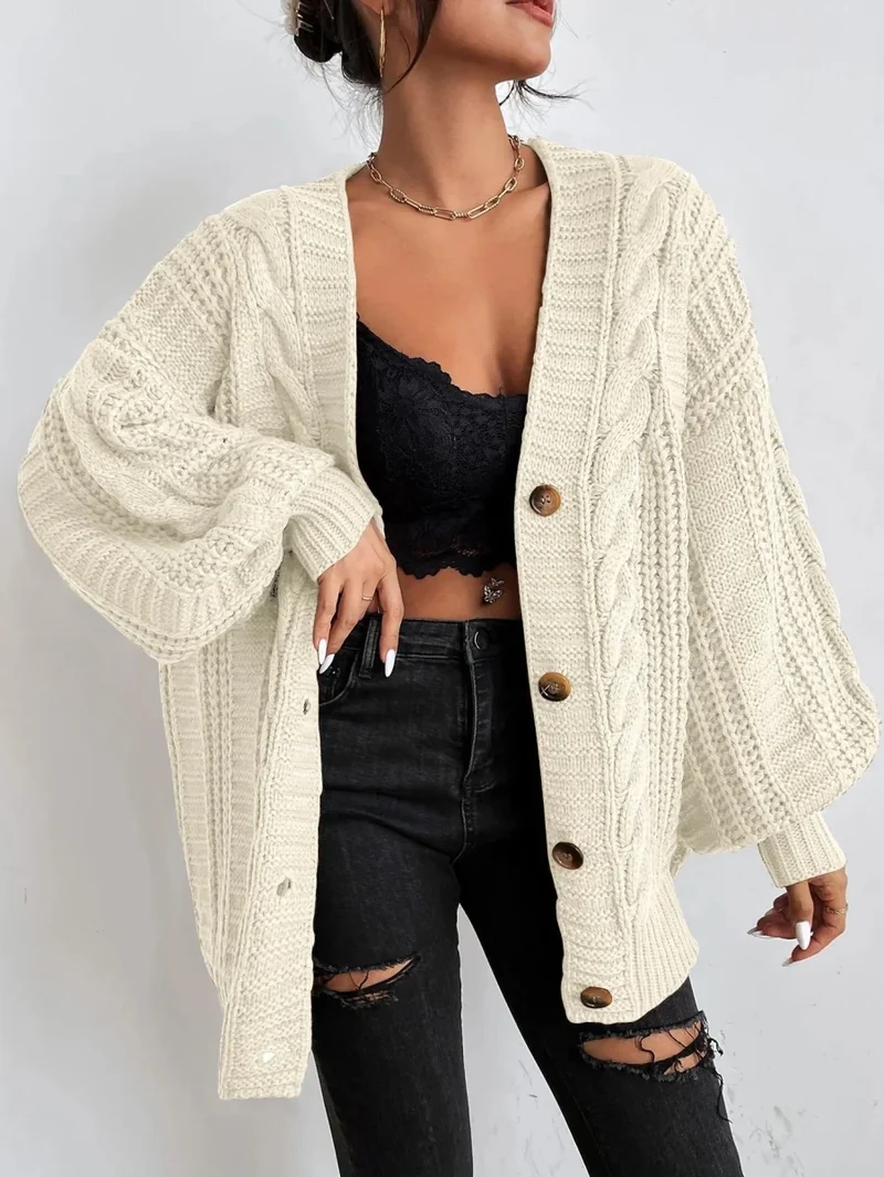 Lässiger Zopfmuster-Cardigan