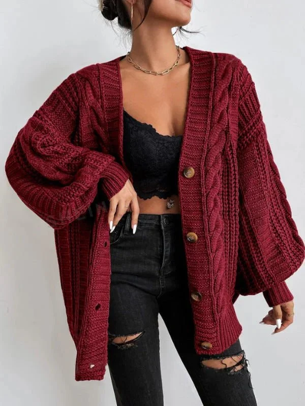 Lässiger Zopfmuster-Cardigan