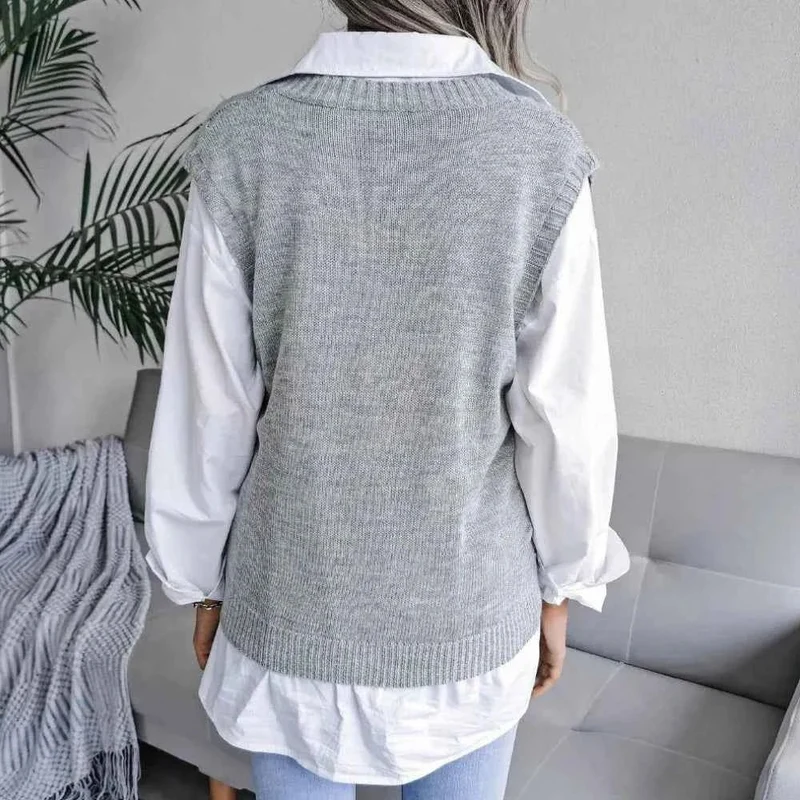 Strickweste Damen V-Ausschnitt
