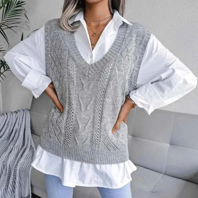 Strickweste Damen V-Ausschnitt