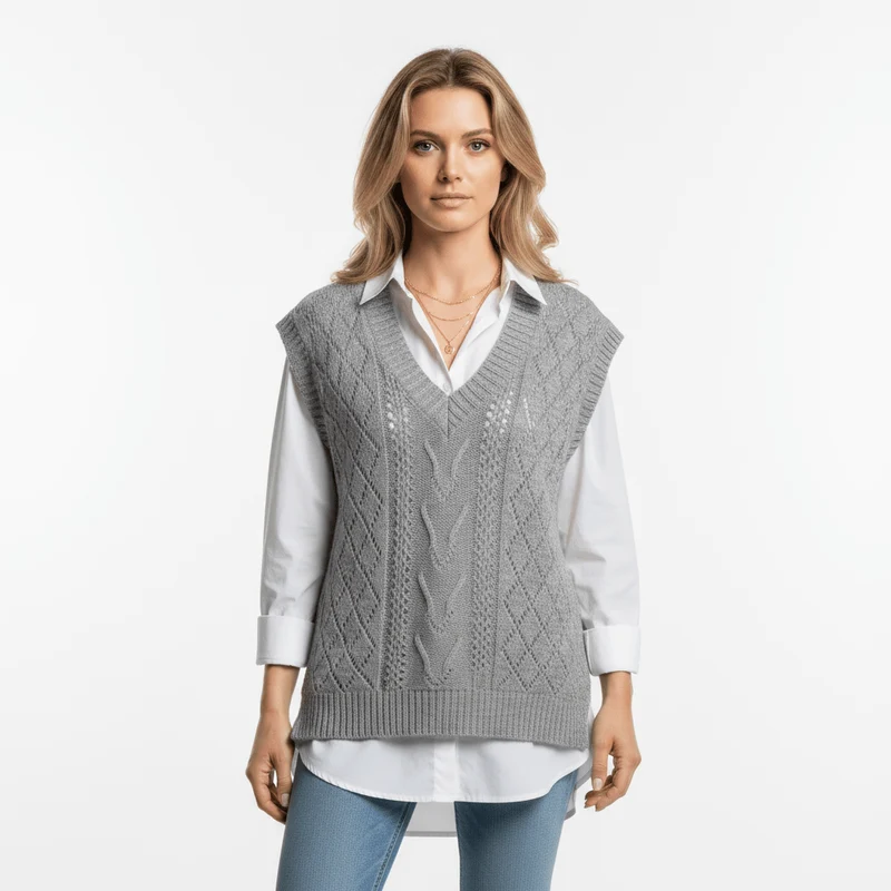 Strickweste Damen V-Ausschnitt