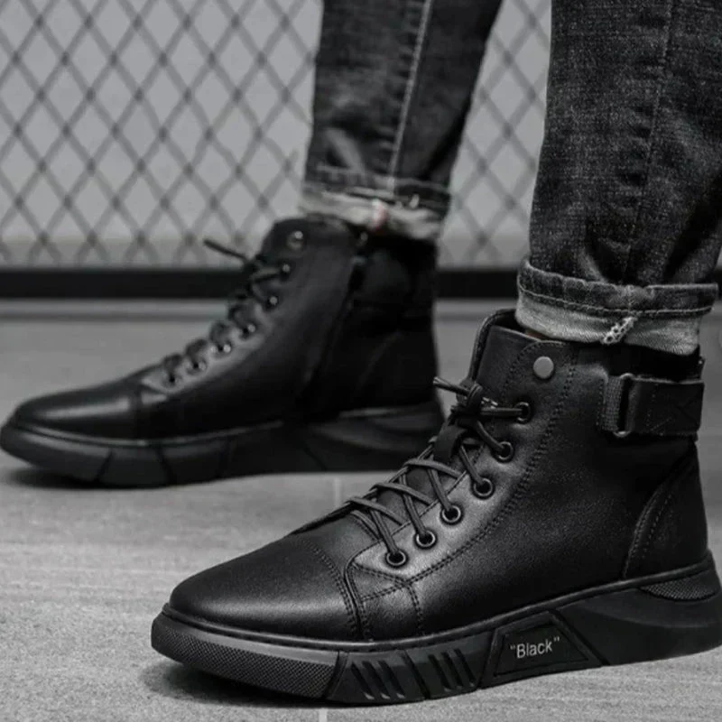 Herren High Top Schuhe Mit Reißverschluss Und Schnürung