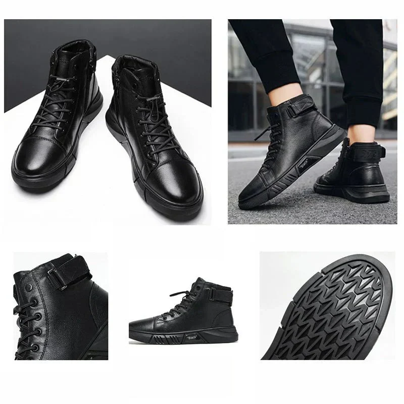 Herren High Top Schuhe Mit Reißverschluss Und Schnürung