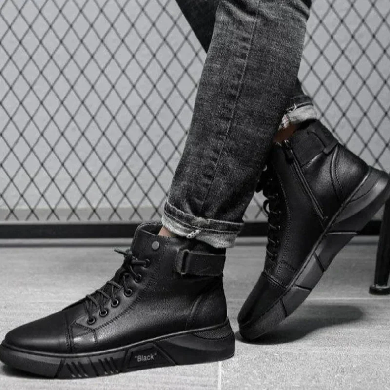 Herren High Top Schuhe Mit Reißverschluss Und Schnürung