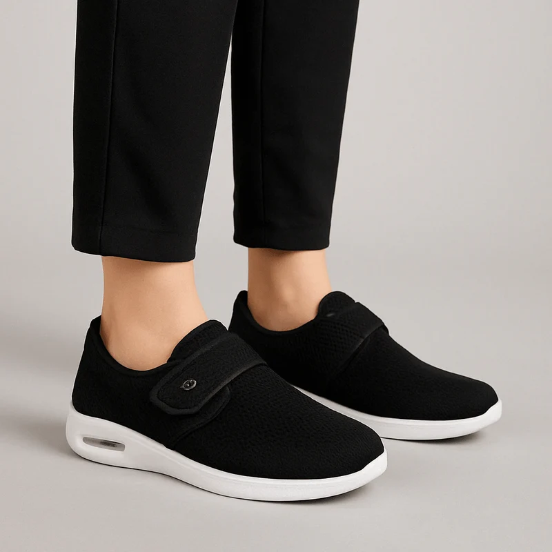 Damen Sneaker Mit Komfortsohle Und Klettverschluss