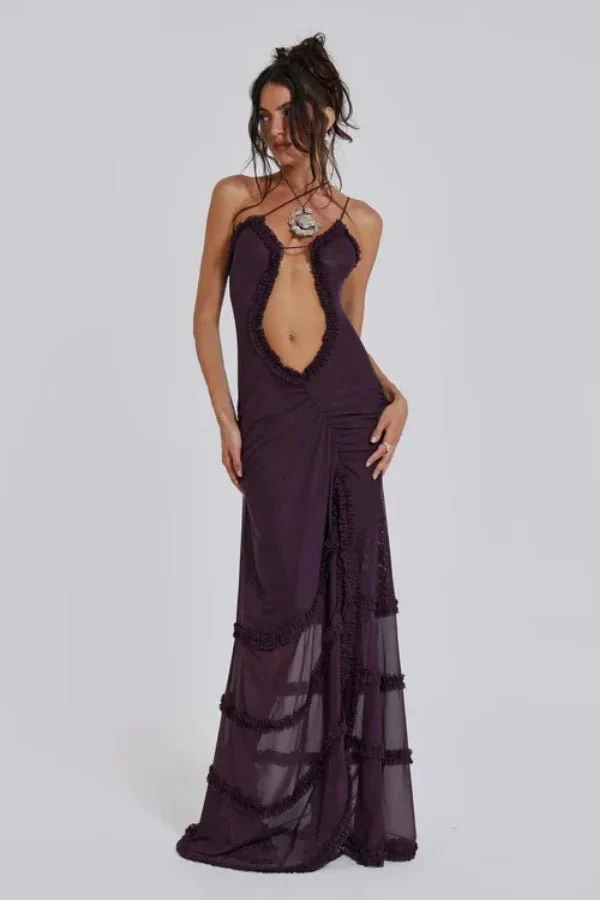 Figurbetontes Maxikleid Mit Cut-Out Und Beinschlitz