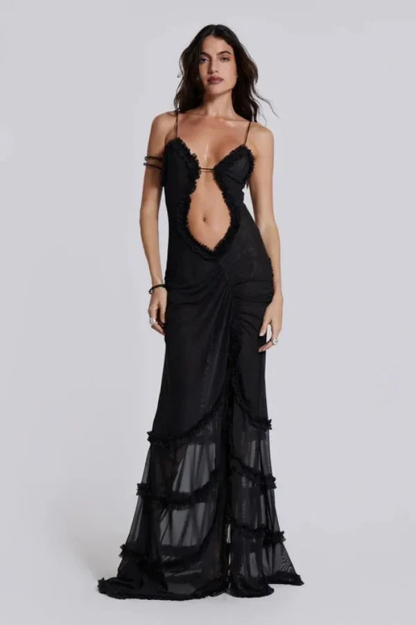 Figurbetontes Maxikleid Mit Cut-Out Und Beinschlitz