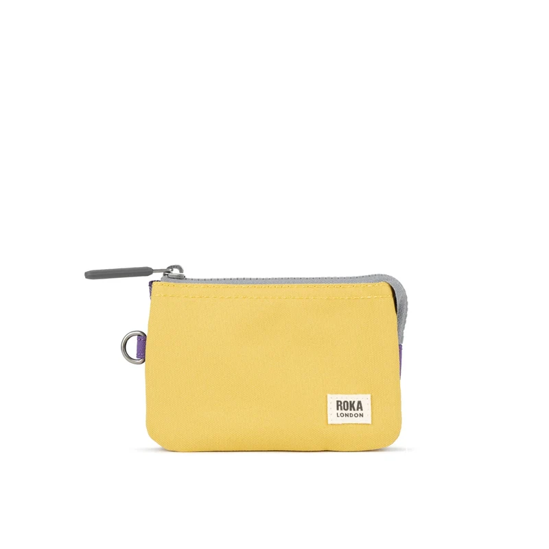 ROKA Kreativer Abfall Carnaby Kleine Handtasche aus recyceltem Canvas in Imperial Purple/Bamboo