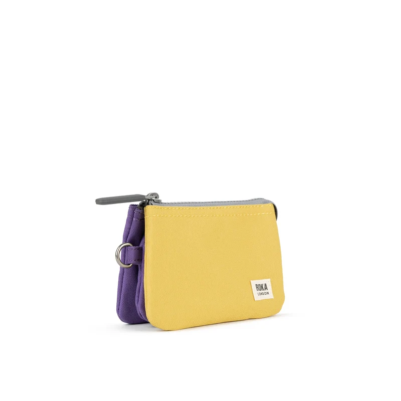 ROKA Kreativer Abfall Carnaby Kleine Handtasche aus recyceltem Canvas in Imperial Purple/Bamboo