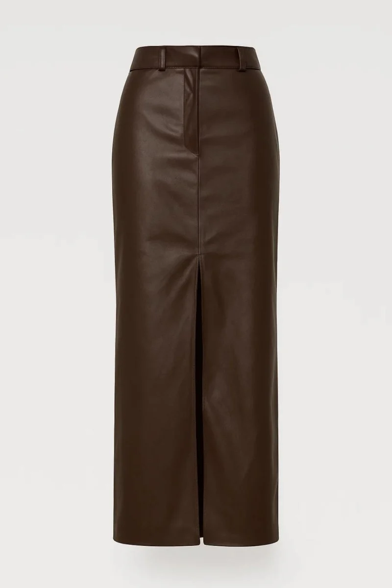 Maxirock Damen Braun Hoch Taille