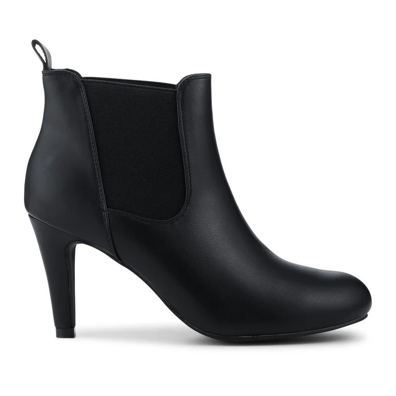 Smart Stiletto Heel Slip On Ankle Boots - WBINS42108 / 328 634 - Black