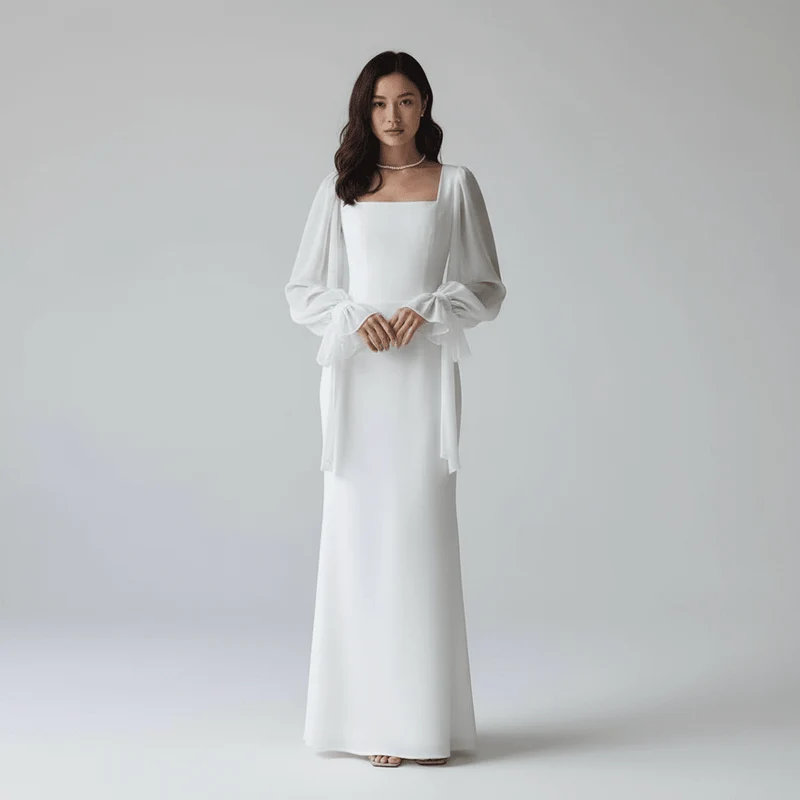 Elegantes Damen Maxikleid mit eckigem Ausschnitt