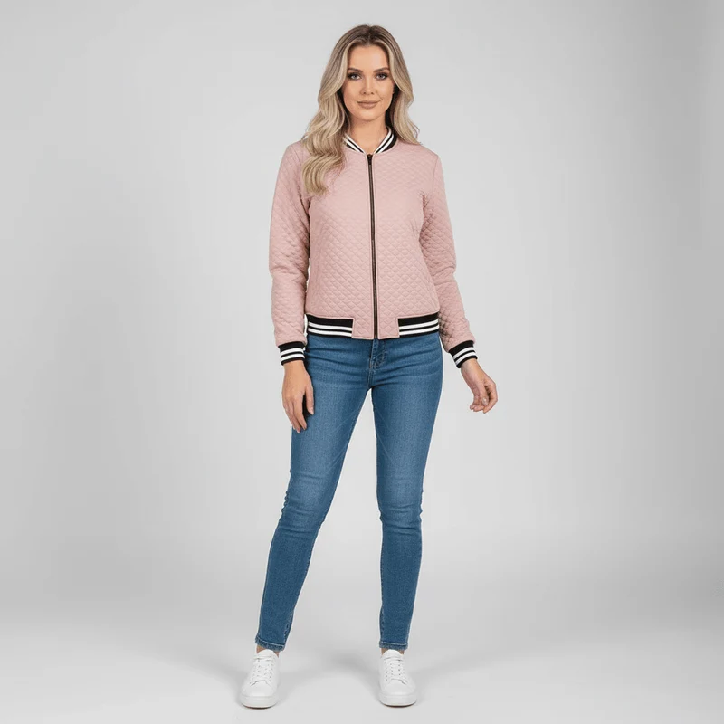 Damen Bomberjacke mit Reißverschluss Sportlich