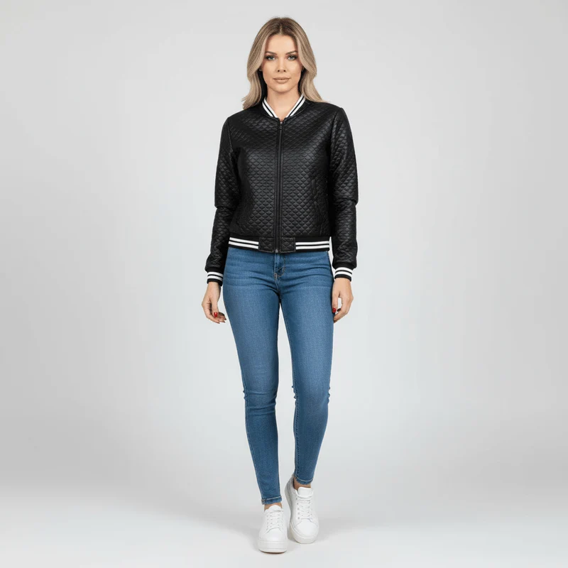 Damen Bomberjacke mit Reißverschluss Sportlich