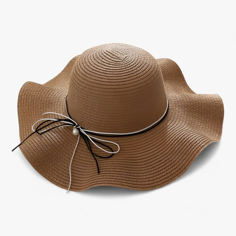 Damen Sonnenhut mit breiter Krempe und Schleife