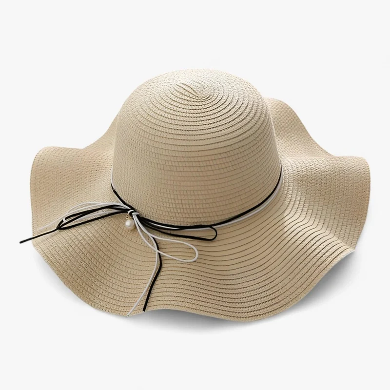 Damen Sonnenhut mit breiter Krempe und Schleife