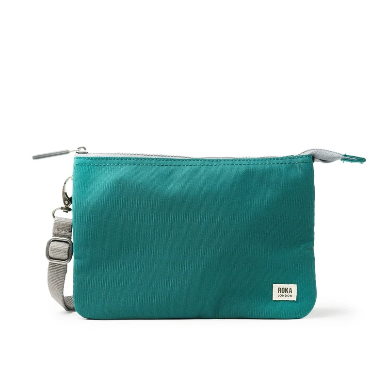 ROKA Carnaby Umhängetasche aus recyceltem Canvas, türkis, XL