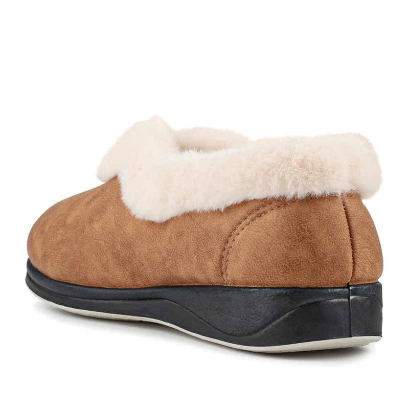 Wide Fit Memory Foam Cosy Slippers - QING42006 / 327 933 - Chestnut