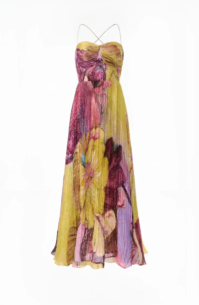Elegantes Florales Sommer Maxi Kleid Ärmellos