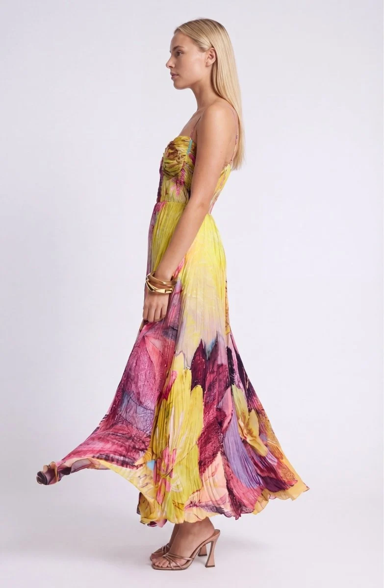 Elegantes Florales Sommer Maxi Kleid Ärmellos