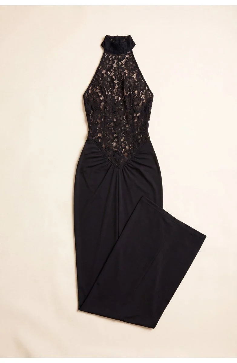 Schwarzes Spitzen Maxi Kleid Für Hochzeitsgäste