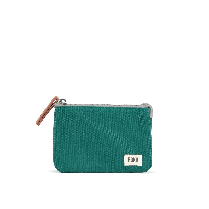 ROKA Carnaby Kleine, nachhaltige Handtasche aus türkisfarbenem Canvas