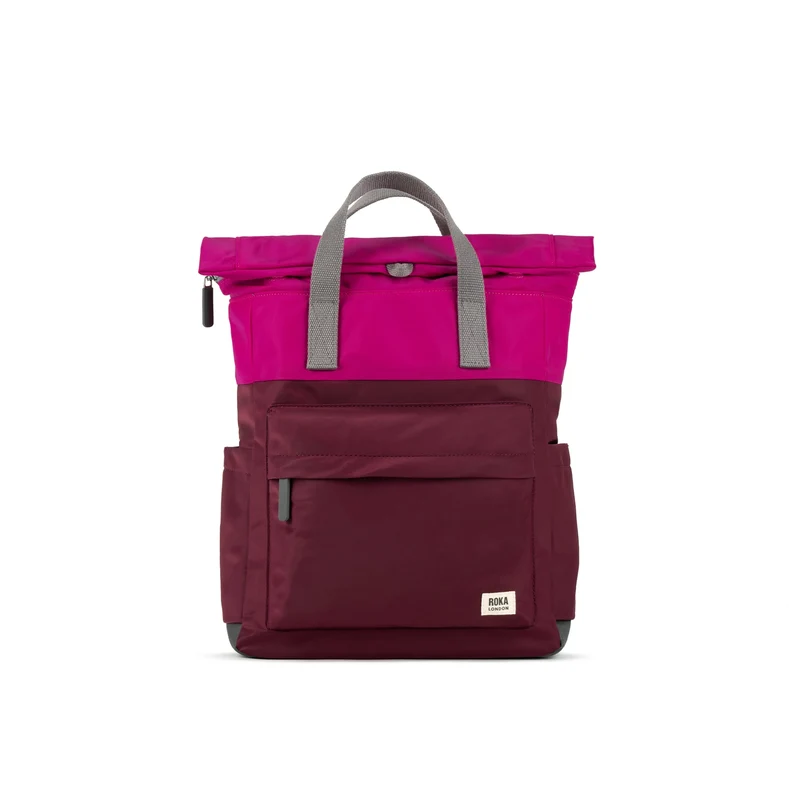 ROKA Kreativer Abfall Canfield B Pflaumen-/Bonbonfarbene, mittelgroße Tasche aus recyceltem Nylon