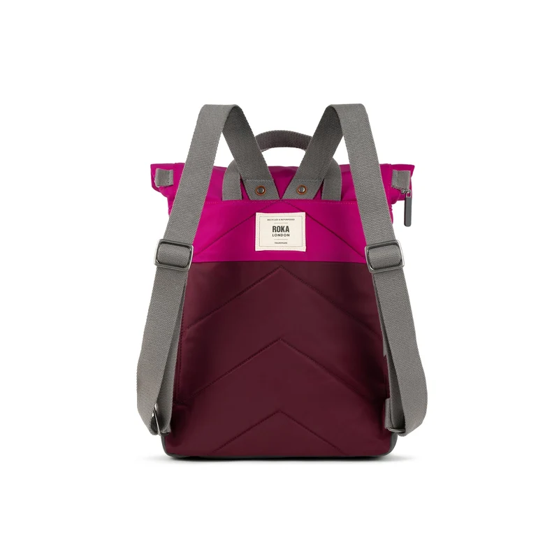 ROKA Kreativer Abfall Canfield B Pflaumen-/Bonbonfarbene, mittelgroße Tasche aus recyceltem Nylon