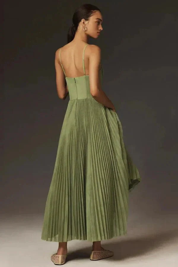 Elegantes Plissee Maxikleid Trägerlos