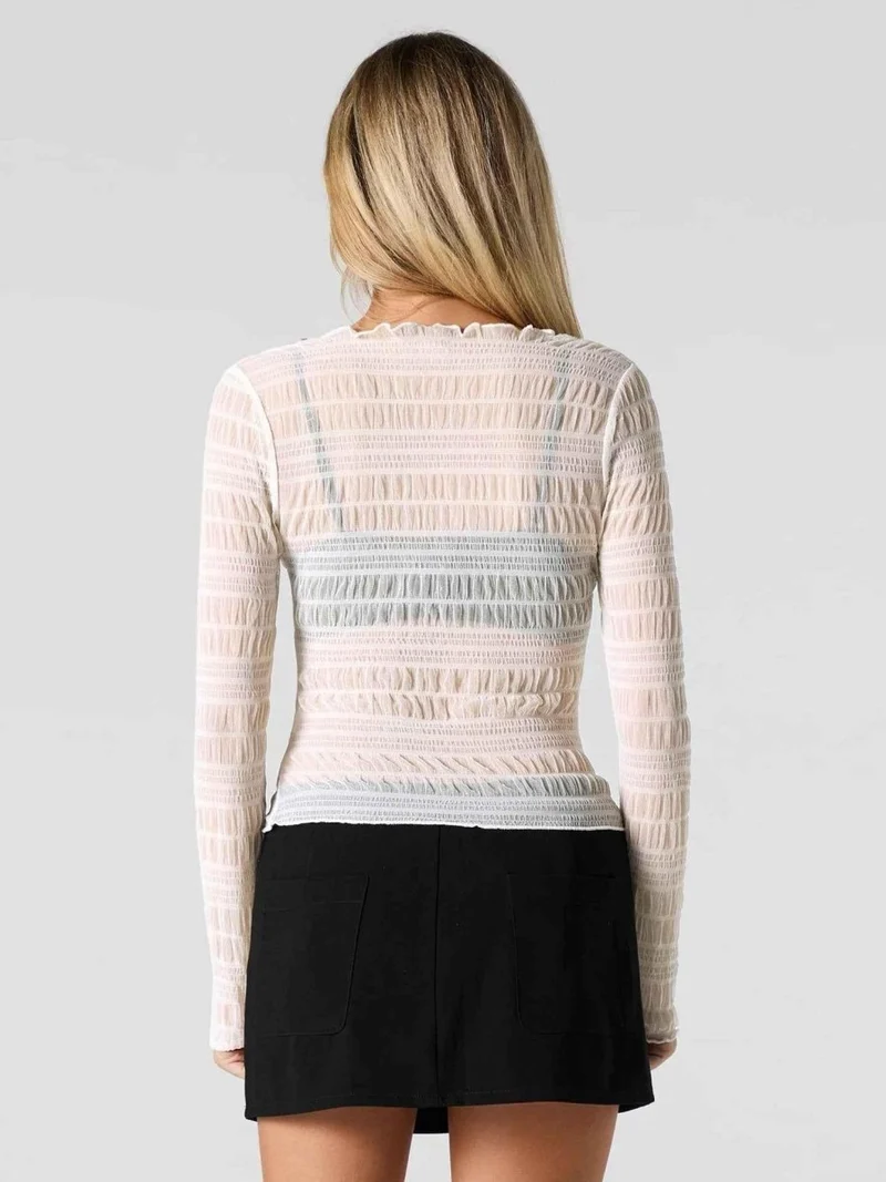 Chloé – Transparenter Longsleeve mit Rüschenstruktur