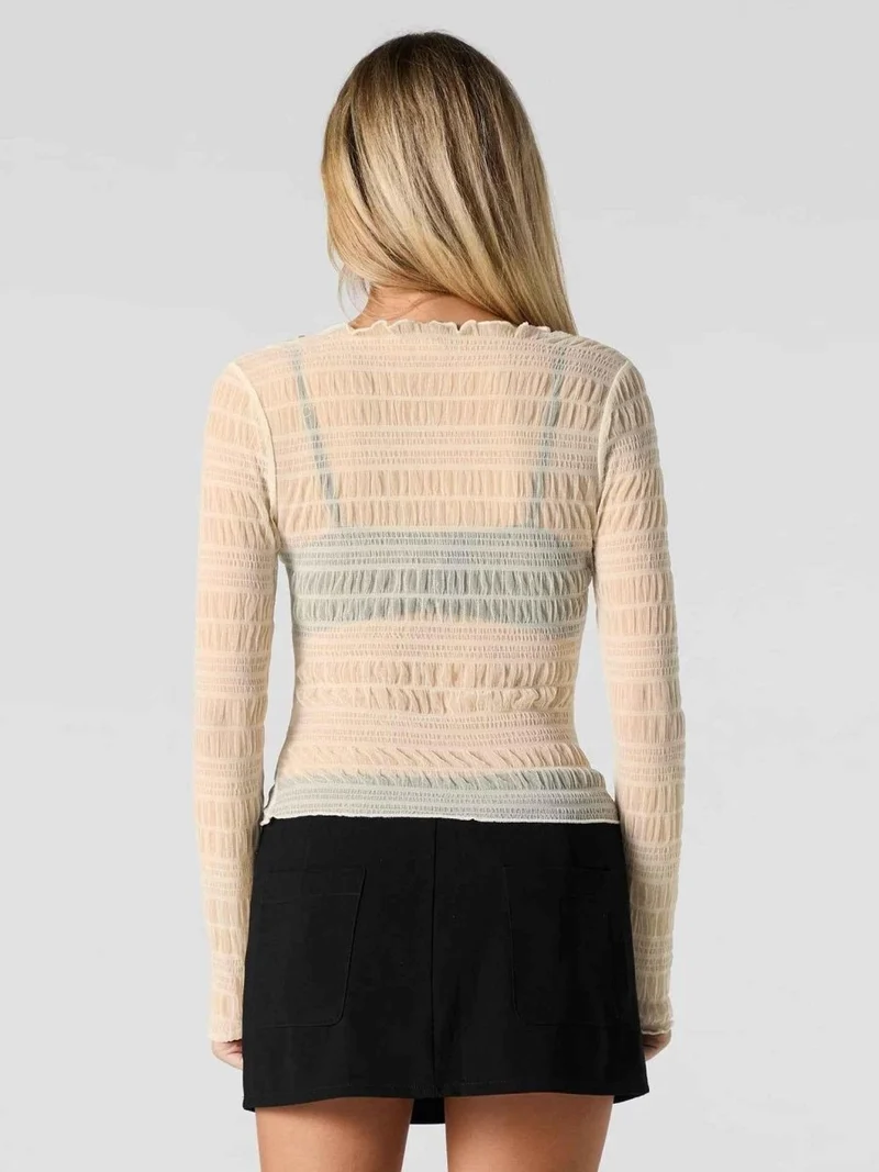 Chloé – Transparenter Longsleeve mit Rüschenstruktur