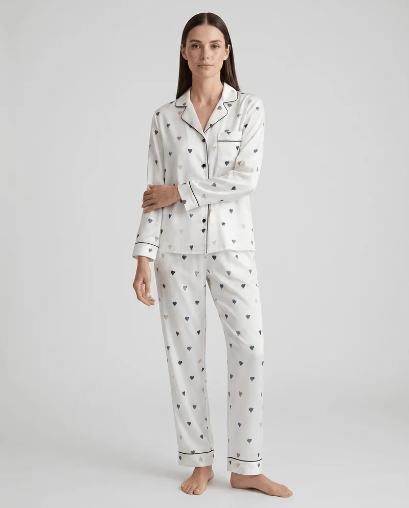 Schlafanzug Damen lang mit Hemd und Hose