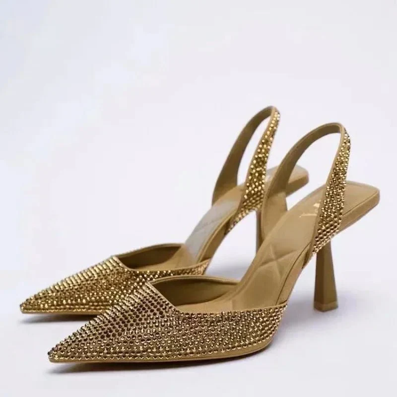 Glitzer Pumps Damen mit Strassbesatz