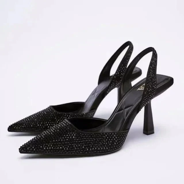 Glitzer Pumps Damen mit Strassbesatz