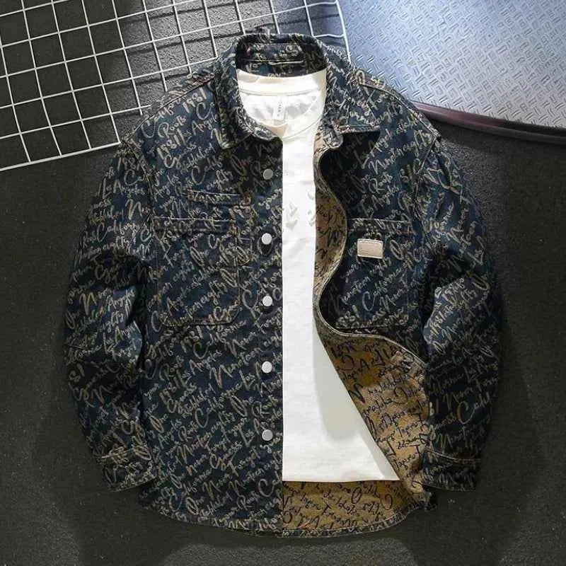 Jeansjacke mit Schriftzug