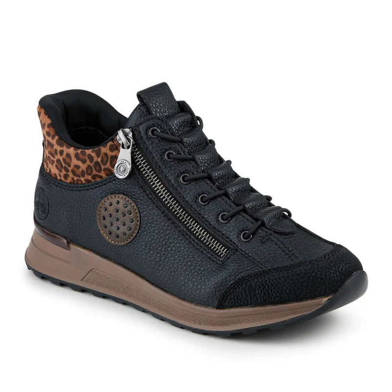Faux Leather Zip-Up Trainers - RKR42513 / 327 799 - Black