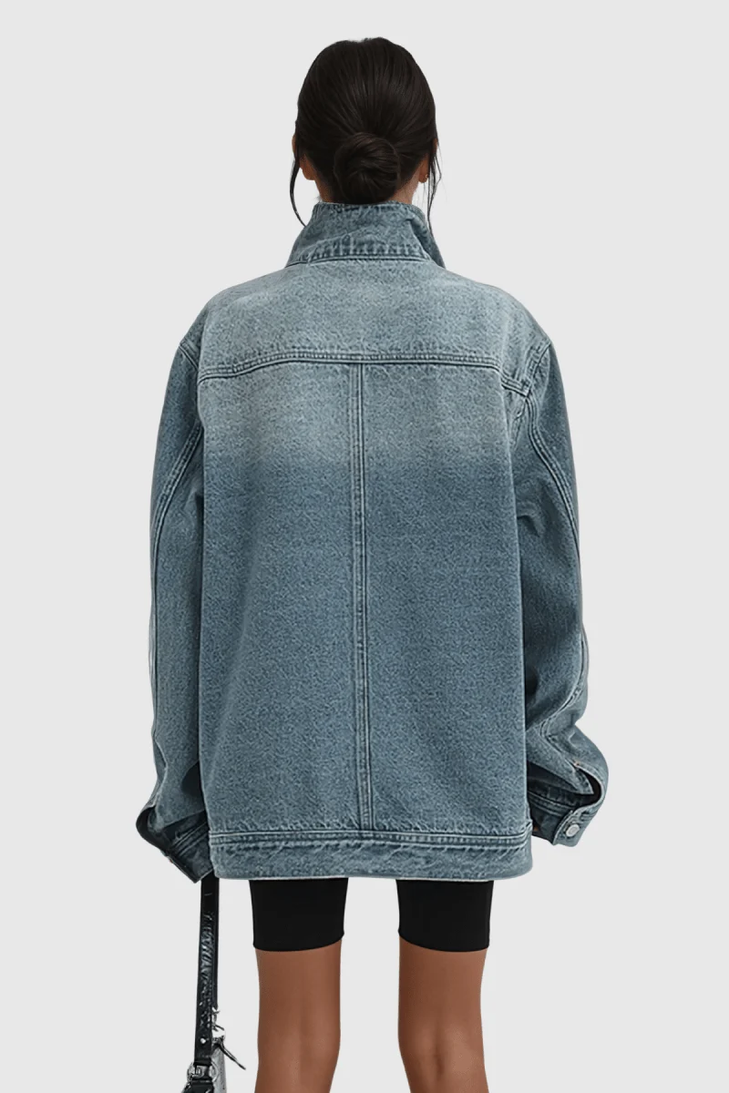 Oversize Jacke Stehkragen Knöpfe