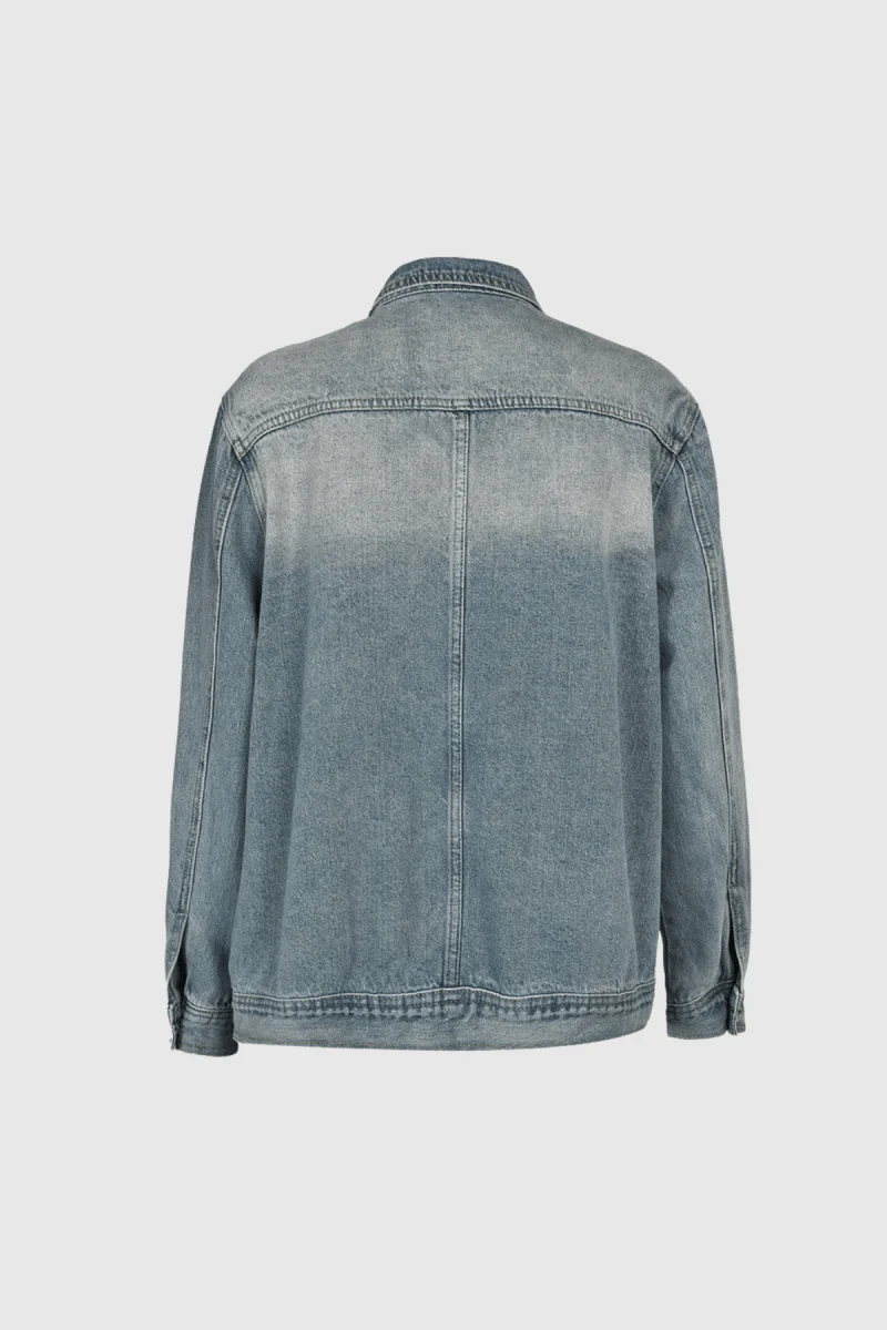 Oversize Jacke Stehkragen Knöpfe