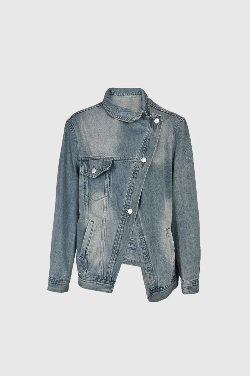 Oversize Jacke Stehkragen Knöpfe